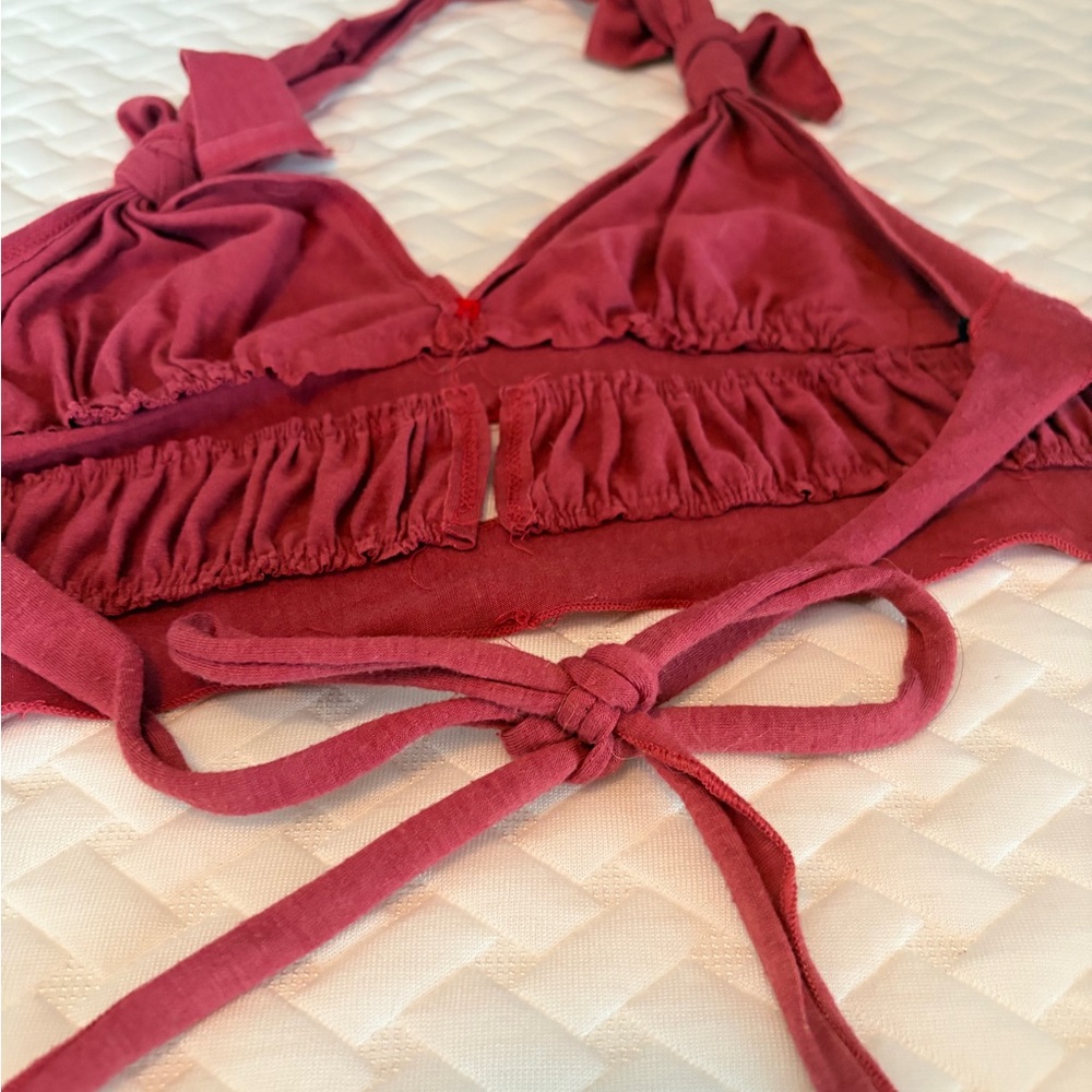 Pink Halter Top with Ruffle Detail - Picture 5 of 7